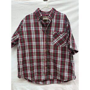 Schmidt Workwear Red/White Plaid Button-Up Short Sleeve Shirt 2XL Cotton/Poly Bl